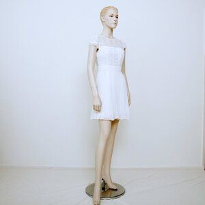 ASOS Lace Pleated Crew Neck Short Sleeve Mini Skater Dress